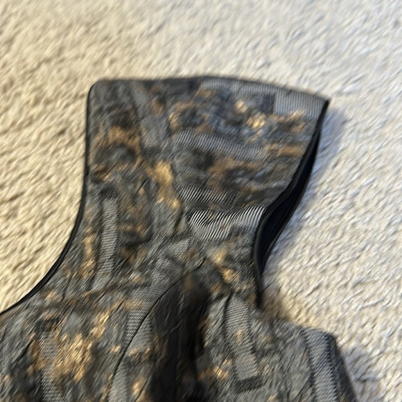 Debbi O. Maternity Dress Small Black Gray Gold Belted Party NWT LOFT - Picture 3 of 7